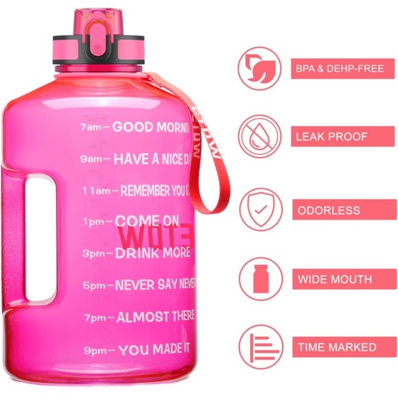 ETDW Gallon Motivational Water Bottle Jug with Time Marker, 74oz/128oz BPA Free - Picture 7 of 7